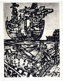 Artist: Senbergs, Jan. | Title: The Port Liardet limner. | Date: 1992 | Technique: etching, printed in black ink, from four copper plates | Copyright: © Jan Senbergs