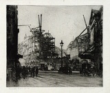 Artist: b'GOODCHILD, John' | Title: b'Piccadilly Circus (under Reconstruction)' | Date: 1927 | Technique: b'etching, printed in black ink, from one plate'