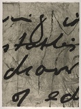 Artist: b'PARR, Mike' | Title: b'Language and chaos 5.' | Date: 1990 | Technique: b'drypoint, electric grinder and burnishing, printed in black ink, from one copper plate; over printed with lift ground aquatint, printed in black ink, from one steel plate'