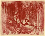 Artist: Nolan, Sidney. | Title: not titled [Figure and horse]. | Date: c.1946 | Technique: transfer drawing