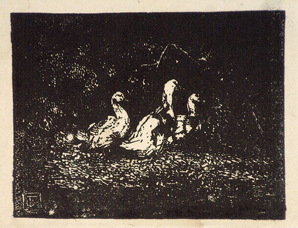 Artist: b'Reynolds, Frederick George.' | Title: b'[Ducks].' | Date: c.1929 | Technique: b'woodcut, printed in black ink, from one block'