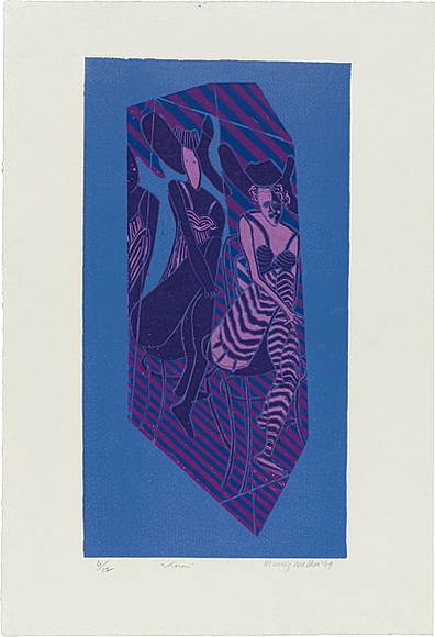 Artist: b'WALKER, Murray' | Title: b'Karen.' | Date: 1969 | Technique: b'linocut, printed in colour, from multiple blocks'