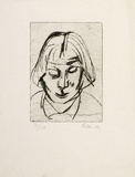 Artist: b'MADDOCK, Bea' | Title: b'Head I.' | Date: 1964 | Technique: b'drypoint, printed in black ink, from one copper plate'