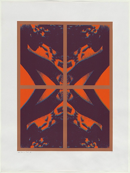 Artist: b'MEYER, Bill' | Title: b'Focus ZZZ' | Date: 1971 | Technique: b'screenprint, printed in five colours, from multiple stencils; 1 photo stencil, 2 hand-cut stencils' | Copyright: b'\xc2\xa9 Bill Meyer'