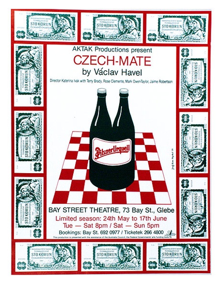 Artist: b'Stejskal, Josef Lada.' | Title: b'Aktak Productions present Czech-Mate by Vaclav Havel ... Bay Street Theatre ... Glebe' | Date: 1989 | Technique: b'offset-lithograph'