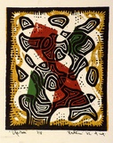 Artist: b'Hawkins, Weaver.' | Title: b'Life-tree' | Date: 1962 | Technique: b'linocut, printed in colour, from multiple blocks' | Copyright: b'The Estate of H.F Weaver Hawkins'