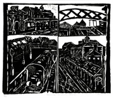 Artist: b'Covell, Deborah.' | Title: b'Newcastle Railway Station.' | Date: 1985 | Technique: b'linocut'