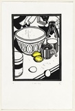 Artist: PARTRIDGE, Mike | Title: A batter thing | Date: 1992 | Technique: linocut, printed in black ink, from one block; hand-coloured