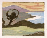 Artist: b'Pye, Mabel.' | Title: b'Coastline' | Date: c.1935 | Technique: b'linocut, printed in colour inks, from multiple blocks'