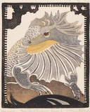 Artist: Palmer, Ethleen. | Title: Bearded Dragon Lizard. | Technique: linocut, printed in colour inks, from multiple blocks