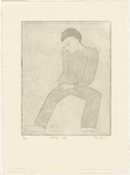 Artist: Dickerson, Robert. | Title: Seated man. | Date: 1988 | Technique: etching and aquatint, printed in brown ink, from one zinc plate