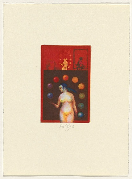 Artist: b'SCHMEISSER, Jorg' | Title: b'No.9 - Beispiel: Farbradierung (No.9 - example: colour etching)' | Date: 1976 | Technique: b'etching and aquatint, printed in colour' | Copyright: b'\xc2\xa9 J\xc3\xb6rg Schmeisser'