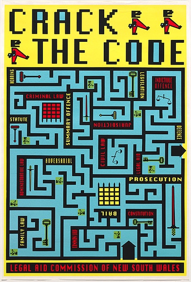 Title: b'Crack the code' | Date: 1986 | Technique: b'screenprint, printed in colour, from four stencils'