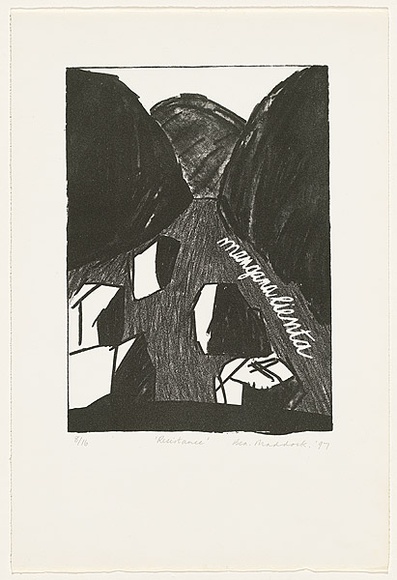 Artist: b'MADDOCK, Bea' | Title: b'Resistance' | Date: 1997, February | Technique: b'lithograph, printed in black ink, from one stone'