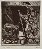 Artist: Ralph, Timothy | Title: Alchemist | Date: 1987 | Technique: etching and aquatint, printed in black ink with plate-tone, from one plate | Copyright: © Timothy Ralph. Licensed by VISCOPY, Australia