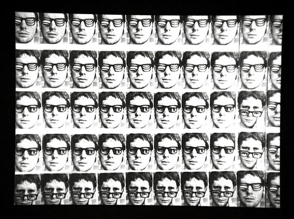 Artist: b'UNKNOWN' | Title: b'not titled [50 images of a male head wearing glasses]' | Date: (1980) | Technique: b'offset-lithograph, printed in black ink'