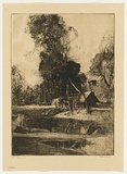 Artist: b'LONG, Sydney' | Title: b'The camp in the forest' | Date: 1920 | Technique: b'softground-etching, printed in warm black ink, from one plate' | Copyright: b'Reproduced with the kind permission of the Ophthalmic Research Institute of Australia'