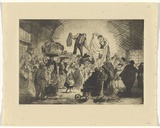 Artist: Baker, Normand H. | Title: Street market. | Date: 1941 | Technique: etching and aquatint, printed in black ink with plate-tone, from one plate