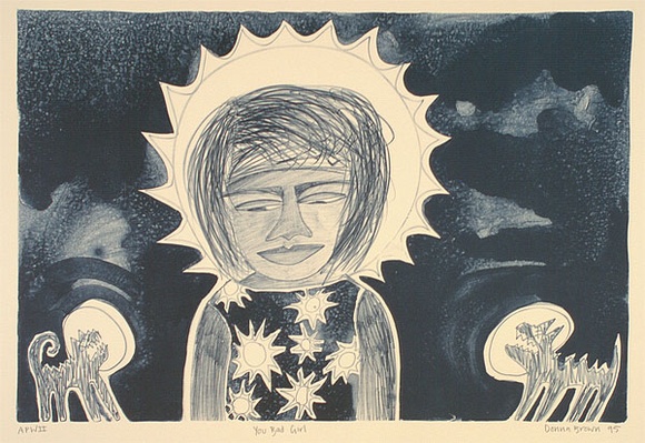 Artist: b'Brown, Donna.' | Title: b'You bad girl' | Date: 1995, June | Technique: b'lithograph, printed in blue ink, from one stone'