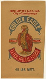 Title: not titled [Golden eagle extra special flour] | Date: c.1920s | Technique: relief print, printed in colour, from commercially produced stamps; addition of colour stencil