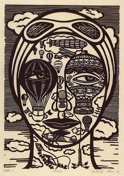 Artist: Klein, Deborah. | Title: Aviator | Date: 1997 | Technique: linocut, printed in black ink, from one block