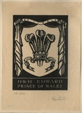 Artist: b'FEINT, Adrian' | Title: b'Bookplate: H R H Edward Prince of Wales.' | Date: (1934) | Technique: b'wood-engraving, printed in black ink, from one block' | Copyright: b'Courtesy the Estate of Adrian Feint'