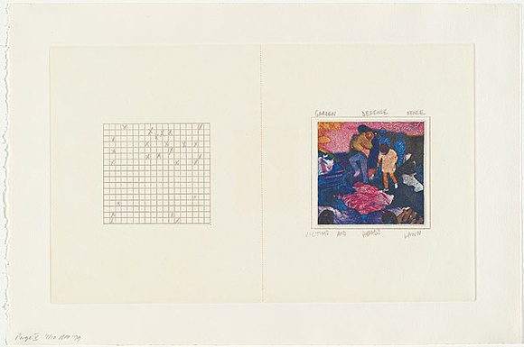 Artist: b'MADDOCK, Bea' | Title: b'Pages' | Date: 1979 | Technique: b'photo-etching, burnishing, relief-etching and letterpress, printed in colour'