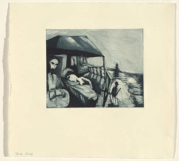 Artist: Shead, Garry. | Title: DH Lawrence and Frieda | Date: c. 1994 | Technique: etching and aquatint, printed in blue/black ink, from one plate | Copyright: © Garry Shead