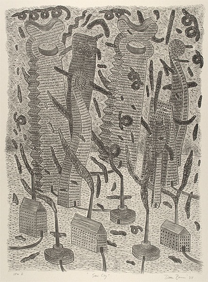 Artist: b'Bowen, Dean.' | Title: b'Saw city' | Date: 1988 | Technique: b'lithograph, printed in black ink, from one stone'