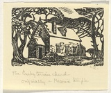 Artist: QUICK, Mary | Title: The Presbyterian church | Date: c.1945 | Technique: woodcut, printed in black ink, from one block