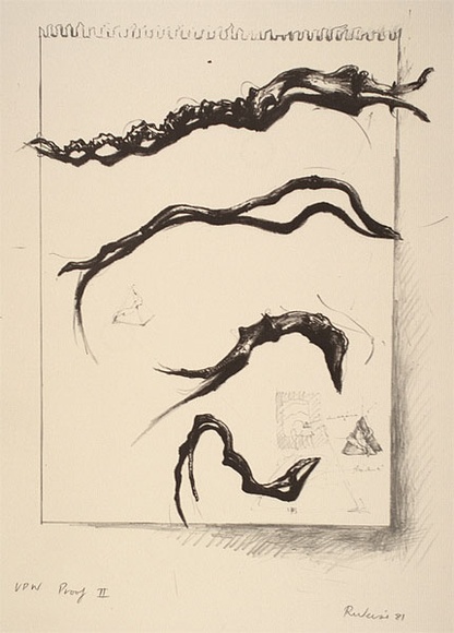 Artist: b'Weiss, Rosie.' | Title: b'not titled [4 branch-like forms]' | Date: 1981 | Technique: b'lithograph, printed in black ink, from one stone'