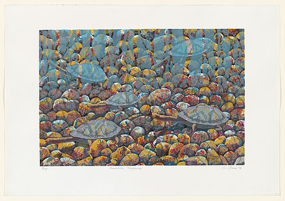 Artist: b'Onus, Lin Burralung.' | Title: b'Gumbirri Garganingi.' | Date: 1996 | Technique: b'screenprint, printed in colour, from multiple stencils'