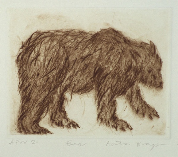 Artist: b'Bragge, Anita.' | Title: b'Bear' | Date: 1998 | Technique: b'drypoint, printed in sepia ink from one plate'