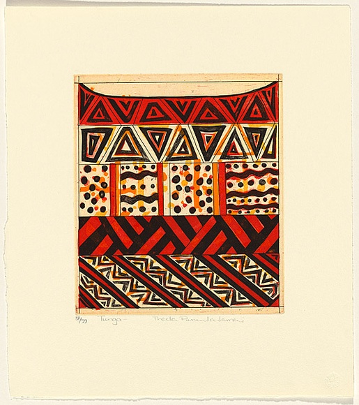 Artist: b'Puruntatameri, Thecla.' | Title: b'Tunga' | Date: 1997 | Technique: b'etching and aquatint, printed in colour, from three plates'