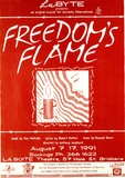 Artist: b'UNKNOWN' | Title: b'Freedom Flames' | Date: 1991, July | Technique: b'screenprint, printed in red ink, from one stencil'