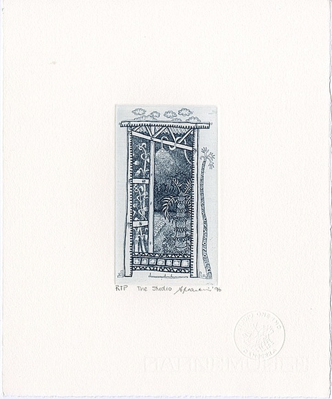 Artist: b'Franklin, Annie.' | Title: b'The Studio.' | Date: 1996 | Technique: b'etching, printed in blue ink, from one zinc plate'