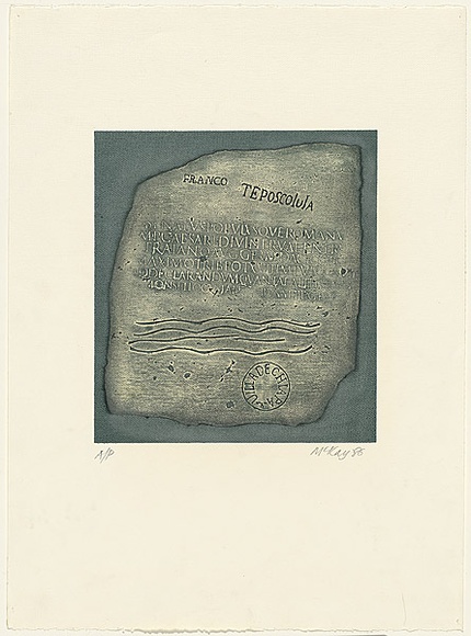 Title: b'not titled [Franco Teposcolula blue and grey]' | Date: 1986 | Technique: b'screenprint, printed in colour, from two stencils'