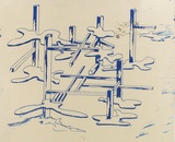 Artist: b'COLEING, Tony' | Title: bDrawing for 'to do with blue' sculpture. | Date: (1975) | Technique: b'screenprint, printed in blue ink, from one stencil'