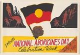 Artist: b'McMahon, Marie.' | Title: b'National Aborigines Day' | Date: 1980 | Technique: b'screenprint, printed in colour, from six stencils' | Copyright: b'\xc2\xa9 Raymond John Young'