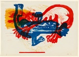 Title: not titled [blue and red figures colliding] | Date: 1970 | Technique: lithograph, printed in colour, from multiple stones [or plates]