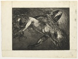 Artist: BOYD, Arthur | Title: Double figure with shark head (from Elektra backdrop). | Date: (1962-63) | Technique: etching and aquatint, printed in black ink, from one plate | Copyright: Reproduced with permission of Bundanon Trust
