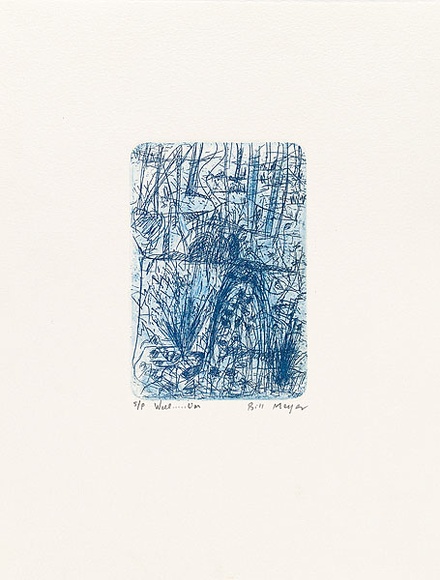 Artist: b'MEYER, Bill' | Title: b'Well .....Um' | Date: 1992 | Technique: b'etching, printed in blue ink with plate-tone, from one zinc plate' | Copyright: b'\xc2\xa9 Bill Meyer'