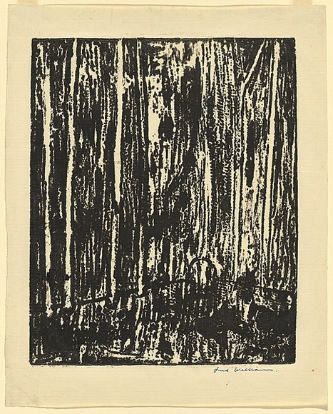 Artist: b'WILLIAMS, Fred' | Title: b'Mittagong' | Date: 1958 | Technique: b'etching, printed in black ink in relief, from one plate' | Copyright: b'\xc2\xa9 Fred Williams Estate'