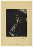 Artist: Groblicka, Lidia. | Title: Model [in profile facing right, 2] | Date: 1952-53 | Technique: monotype