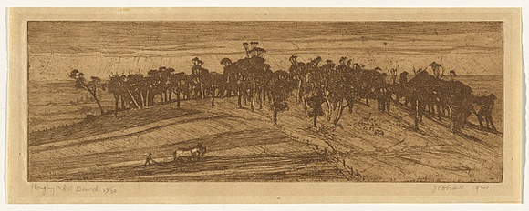 Artist: b'TRAILL, Jessie' | Title: b'Ploughing the hill, Berwick.' | Date: 1921 | Technique: b'etching, printed in brown ink, from one plate'