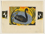 Title: not titled [Black swan] | Technique: linocut, printed in colour, from multiple blocks