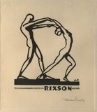 Artist: FEINT, Adrian | Title: Bookplate: Rixson. | Date: 1931 | Technique: wood-engraving, printed in black ink, from one block | Copyright: Courtesy the Estate of Adrian Feint