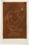 Artist: b'Bell, George..' | Title: b'(Chicken and bee).' | Technique: b'linocut, printed in brown ink, from one block'