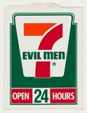 Title: b'Seven evil men [large sticker]' | Technique: b'screenprint, printed colour, from three stencils'