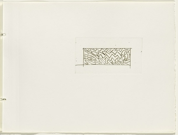 Artist: b'JACKS, Robert' | Title: b'not titled [abstract linear composition]. [leaf 12 : recto]' | Date: 1978 | Technique: b'etching, printed in black ink, from one plate'
